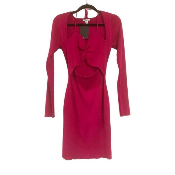 Hot Pink Cut Out Sweater Dressing - Picture 1 of 6